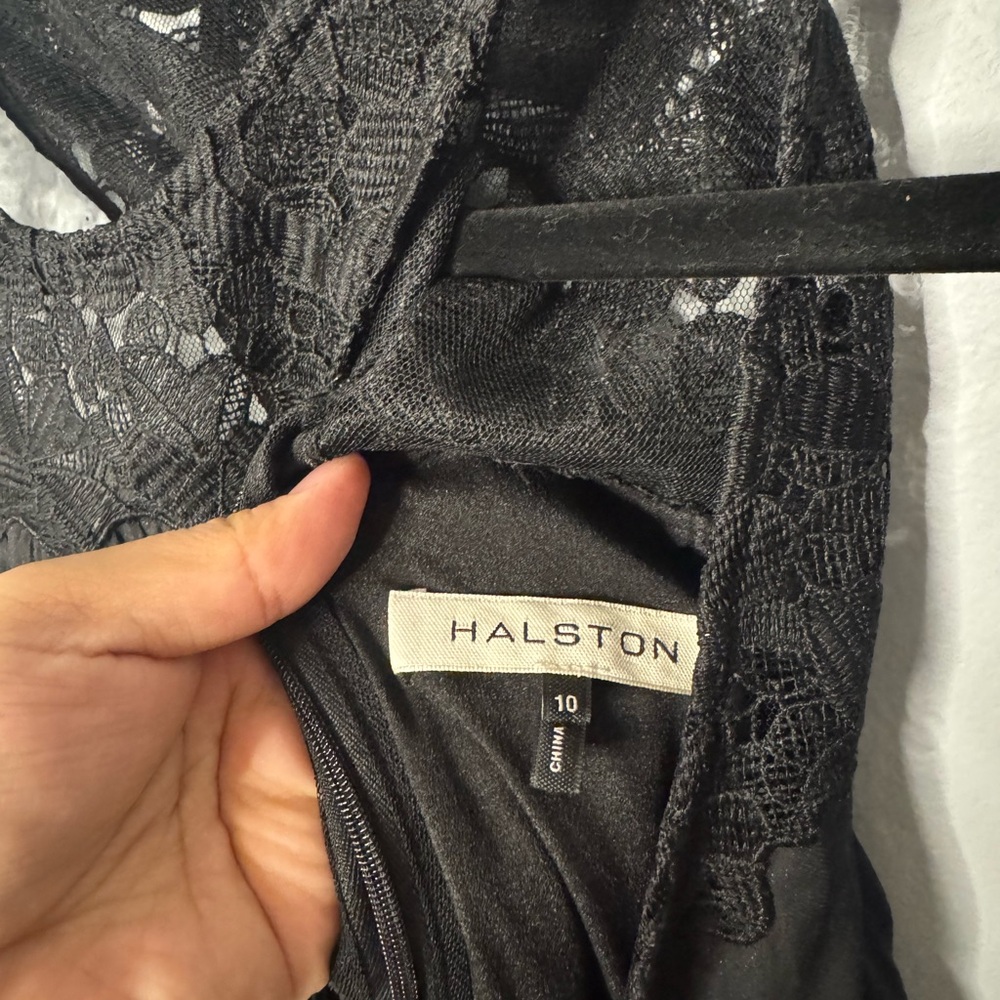 Halston Black Lace & Pleated Dress - Picture 5 of 5